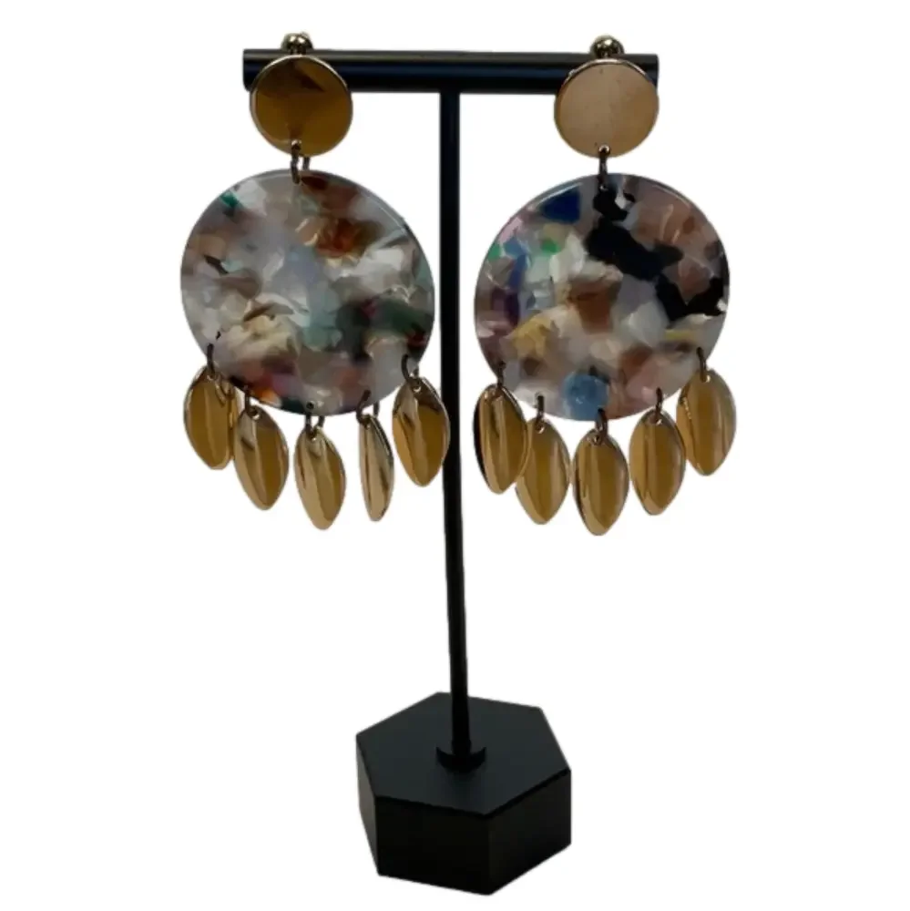 Earrings colorful circle with gold accents